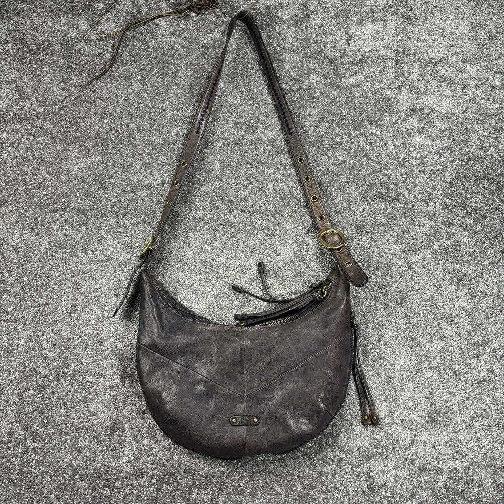 Frye Melissa Crescent Hobo Bag Slouchy Shoulder Bag Brown Genuine Leather